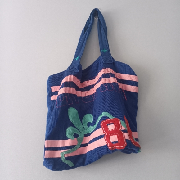 PINK Victoria's Secret Handbags - Victoria’s Secret Pink Love Pink 86 Graphic Blue Cotton Tote Bag Y2K